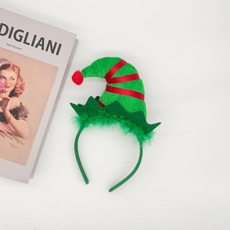Oarkive Elf Headband and Ears - Green Kids Christmas Headwear - Santa Hat for Toddlers, Kids, Adults, Women - Image 3